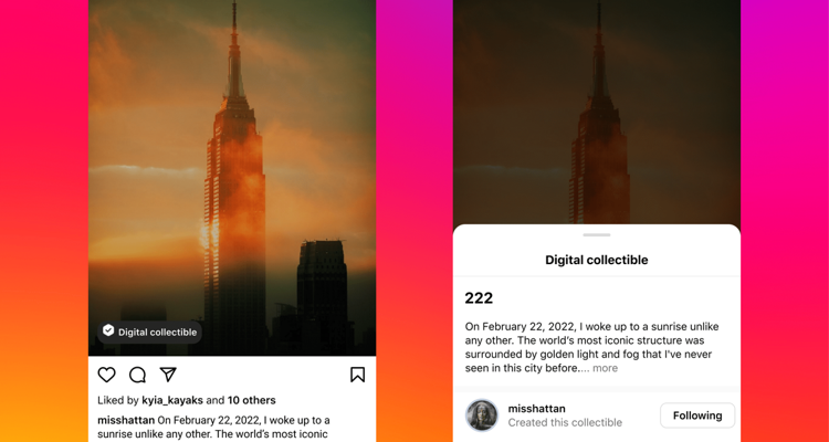 Meta Instagram NFT support