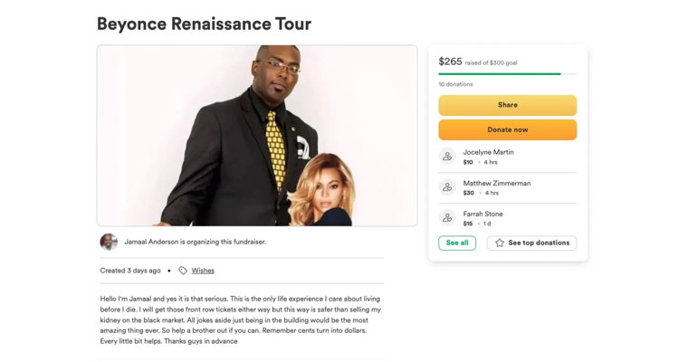 Beyonce GoFundMe Ticketmaster