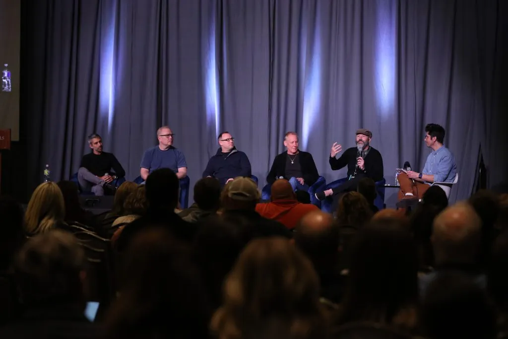 A sobering chat on AI at CRS (l to r): Rahul Sabnis (CCO iHeart), Sean Peace (Founder & CEO of SongVest), David Boehme (CEO VBO Tickets), Zach Bair (CEO VNUE), Chris McCarty (VP at Pex & Head of RME), and Noah Itman (Chief Revenue Officer, Digital Music News) (Photo Credit: CRS)