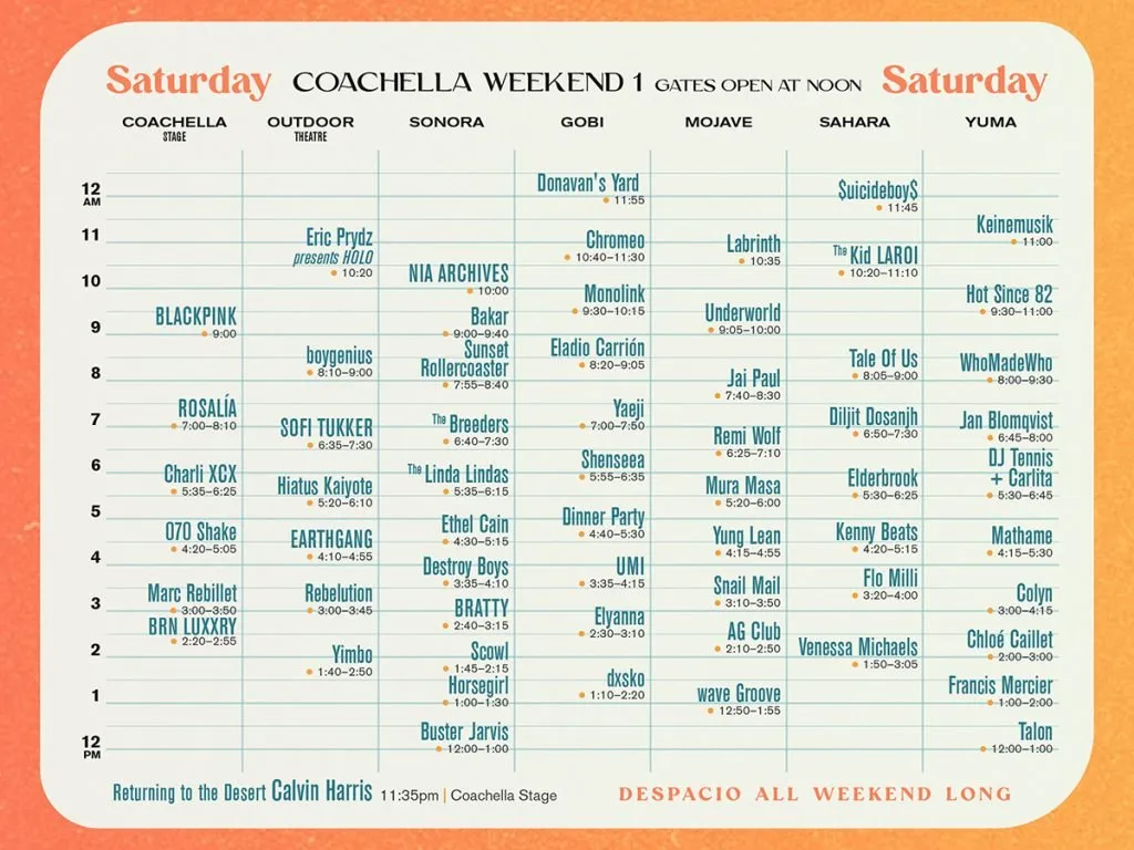 Coachella 2023 — Detailed Set Times, All 6 Stages, & All Streams