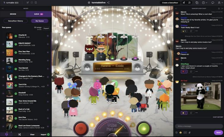 Turntable LIVE artist listening party in avatar mode