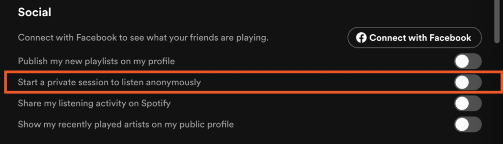 what is a spotify private session