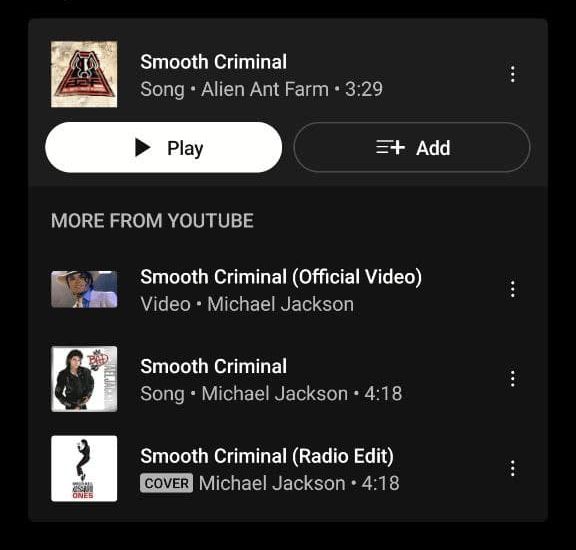 YouTube Music Testing Labeling Covers of Songs in UI