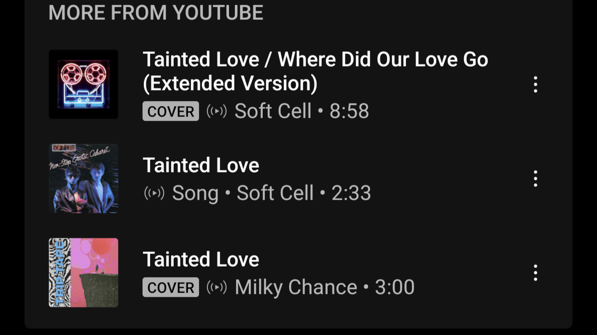 YouTube Music Testing Labeling Covers of Songs in UI