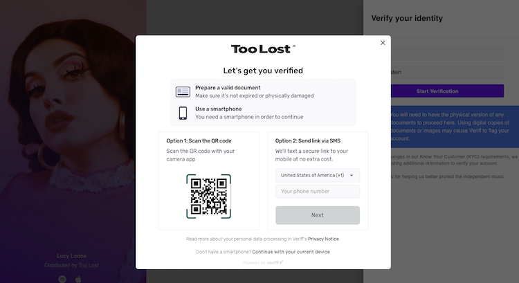 Too Lost's updated onboarding process includes ID verification and IP matching.