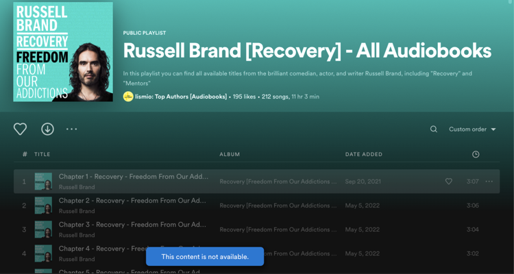 Russell Brand content Spotify