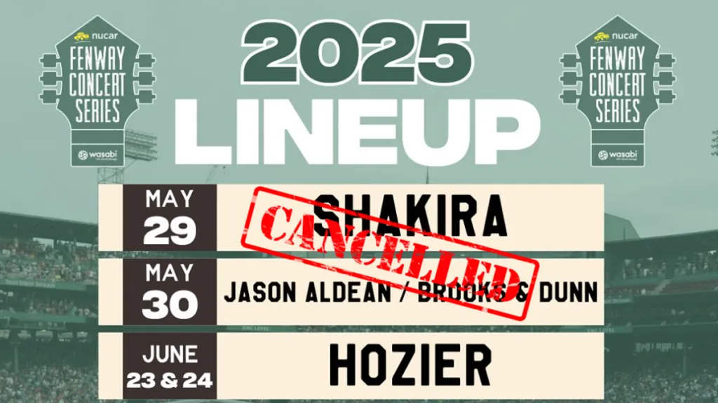 Fenway Park concert series canceled Shakira, Jason Aldean, Brooks & Dunn