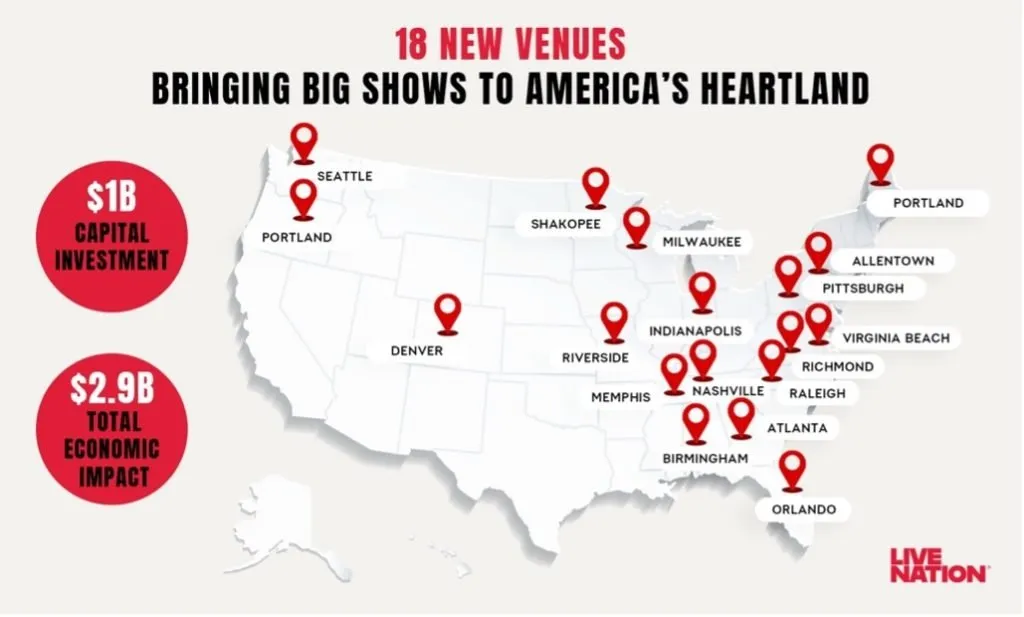 live nation building 18 new and revitalized venues across the United States