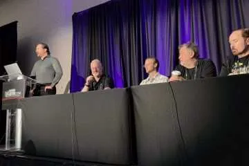 GameSoundCon panelist speaking about game composers royalties